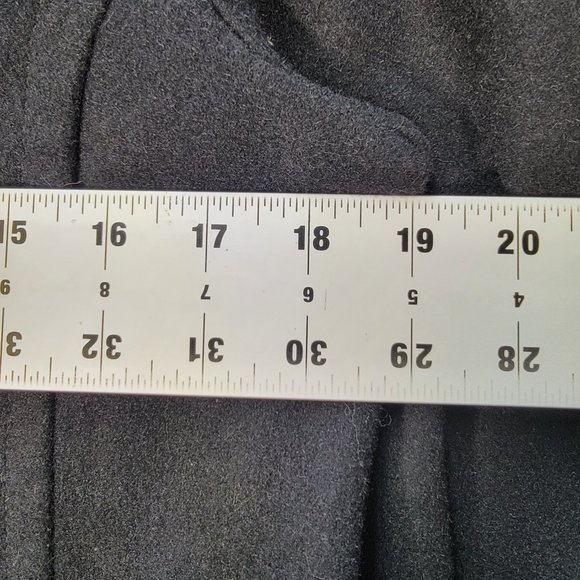 Kimchi Blue Black Wool Ruffled Button High Neck Classic Warm Pea Coat Jacket - Picture 7 of 15